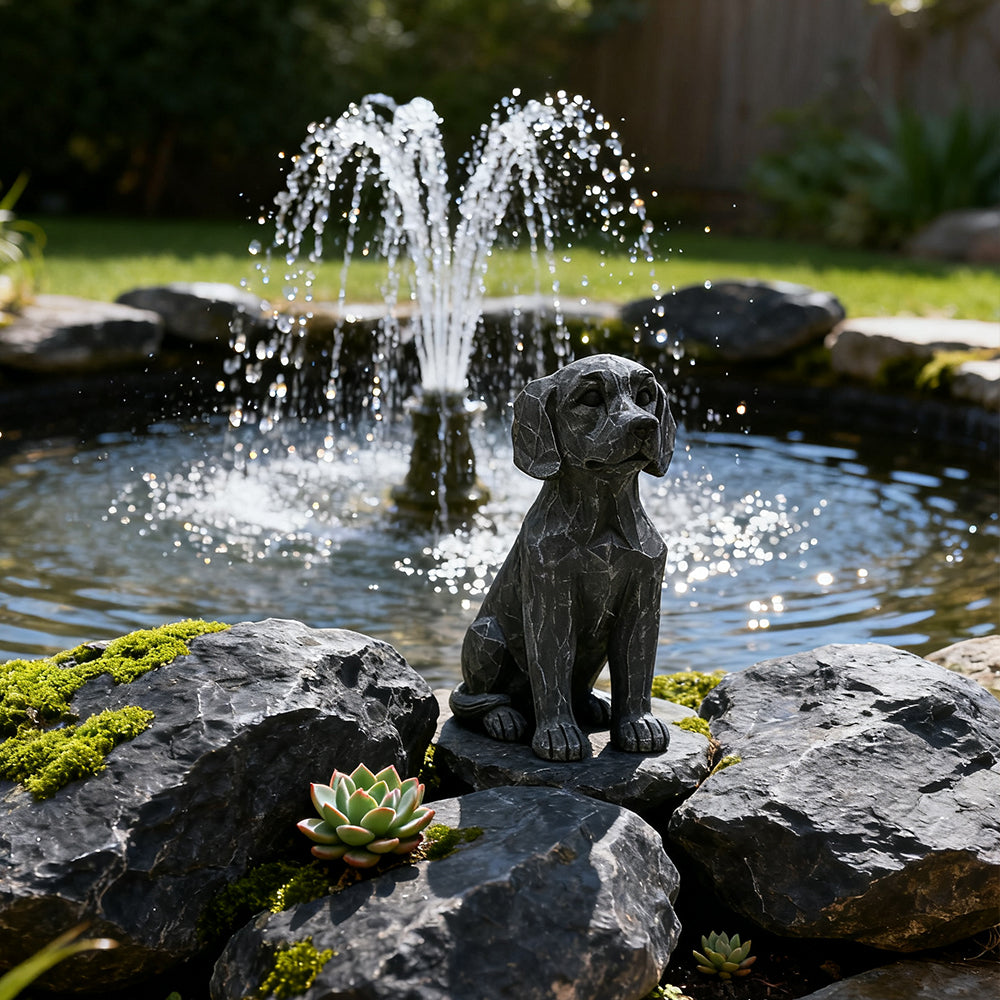 Hand Painted Gray Labrador Retriever Resin Dog Figurine Life Like 11 inch Garden and Home Decor Statue