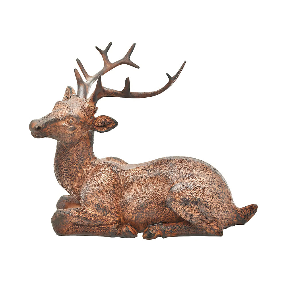 Sitting Deer and Laying Elk Resin Statue Christmas Home Decor Indoor Shelf Tabletop