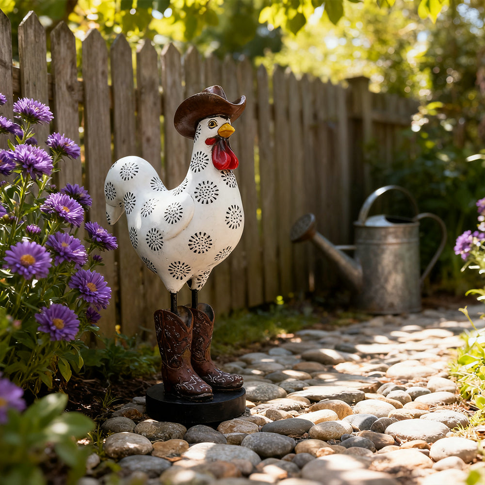 Rooster Garden Statue Outdoor and Indoor Resin Farm Animal Decorative Figurine for Yard Patio Lawn and Home