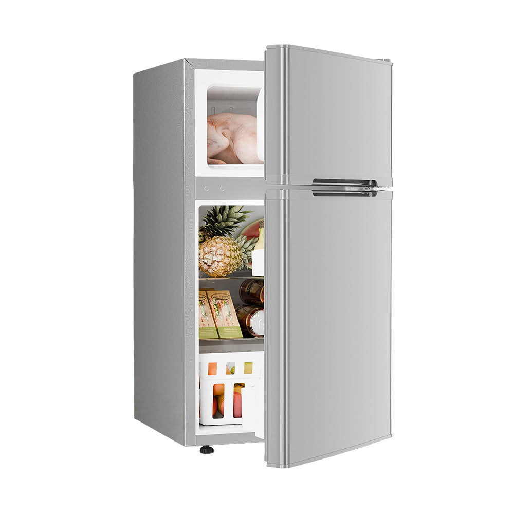 Energy Efficient Compact Refrigerator 3.2 Cu.Ft with Freezer, Adjustable Glass Shelves, Black Design