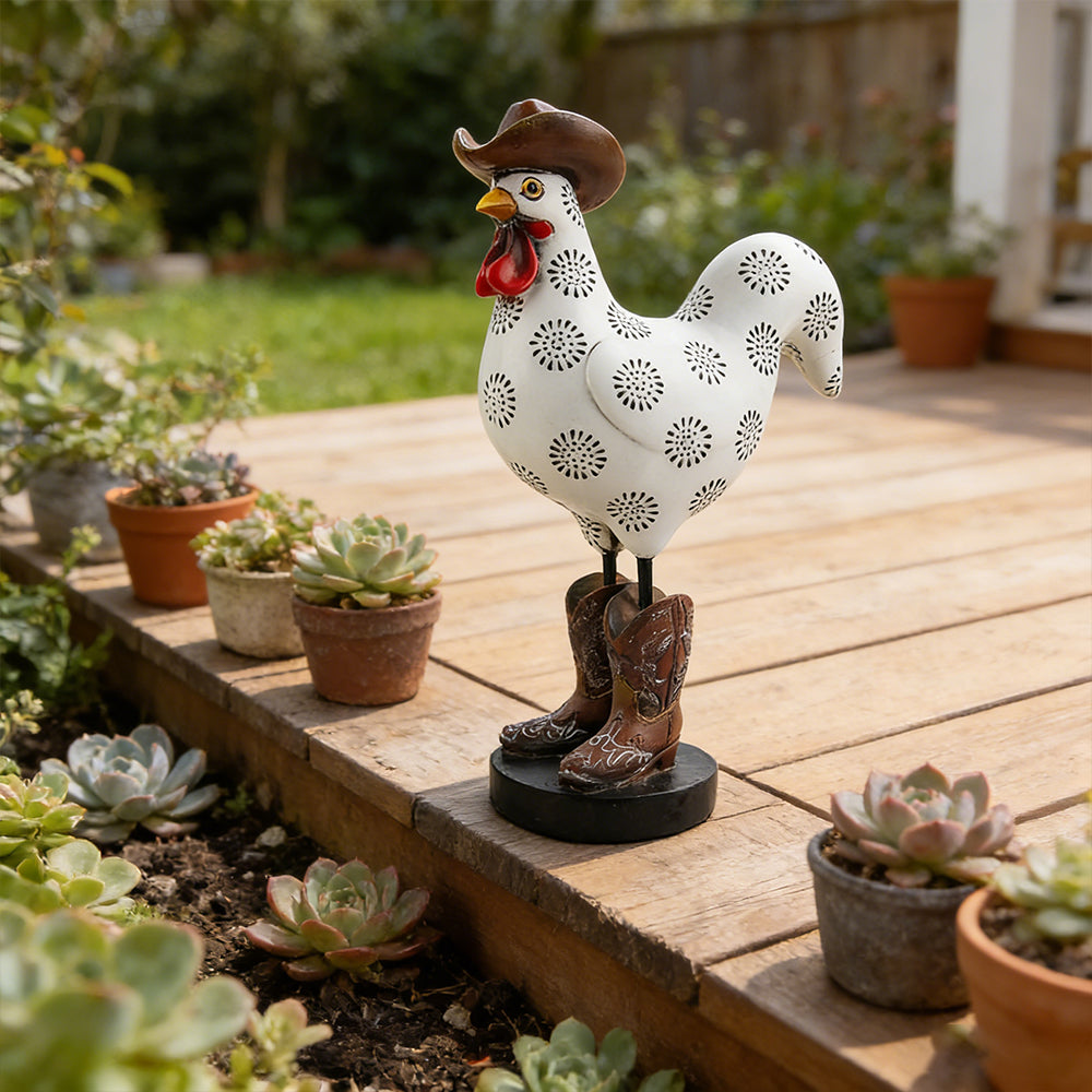 Rooster Garden Statue Outdoor and Indoor Resin Farm Animal Decorative Figurine for Yard Patio Lawn and Home