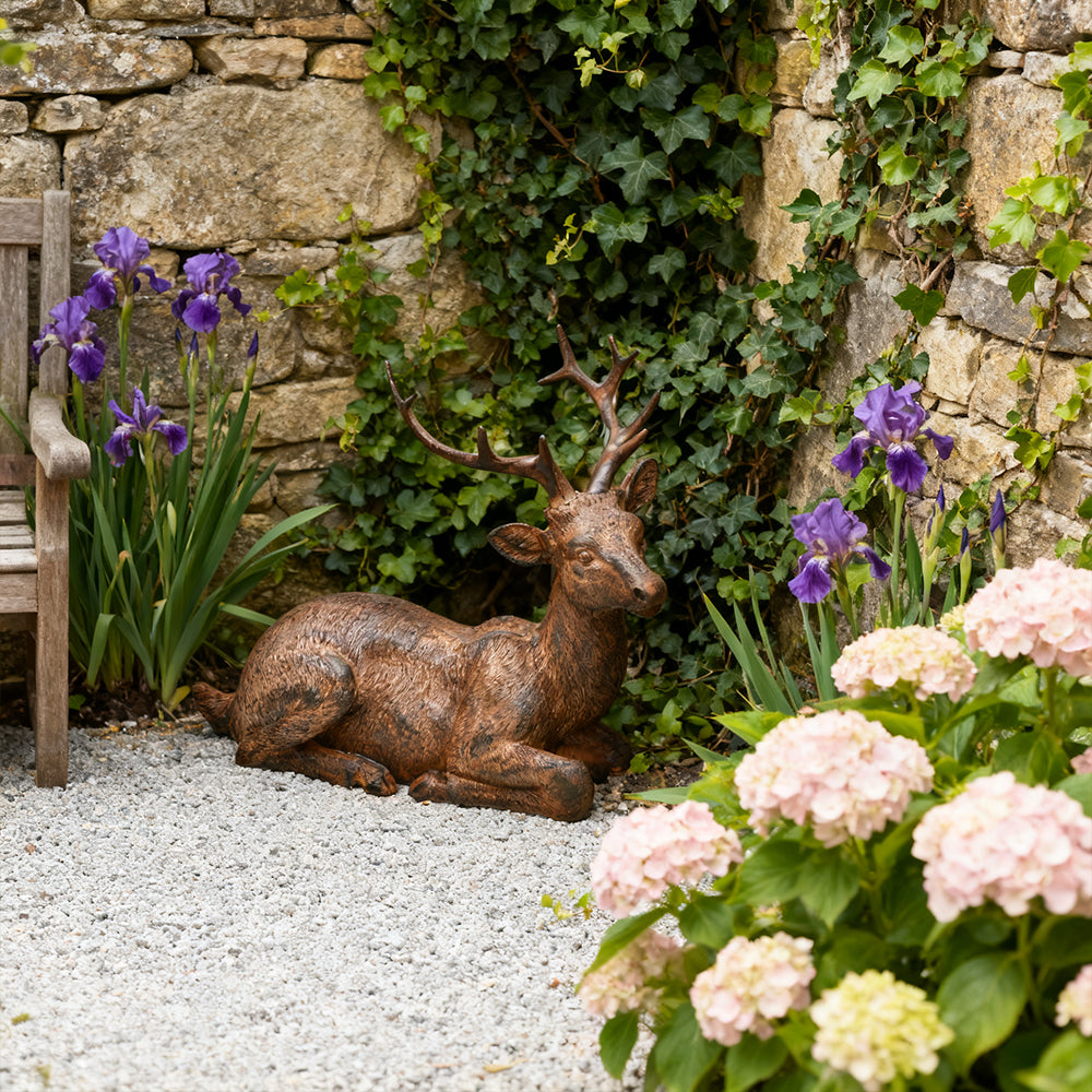 Sitting Deer and Laying Elk Resin Statue Christmas Home Decor Indoor Shelf Tabletop