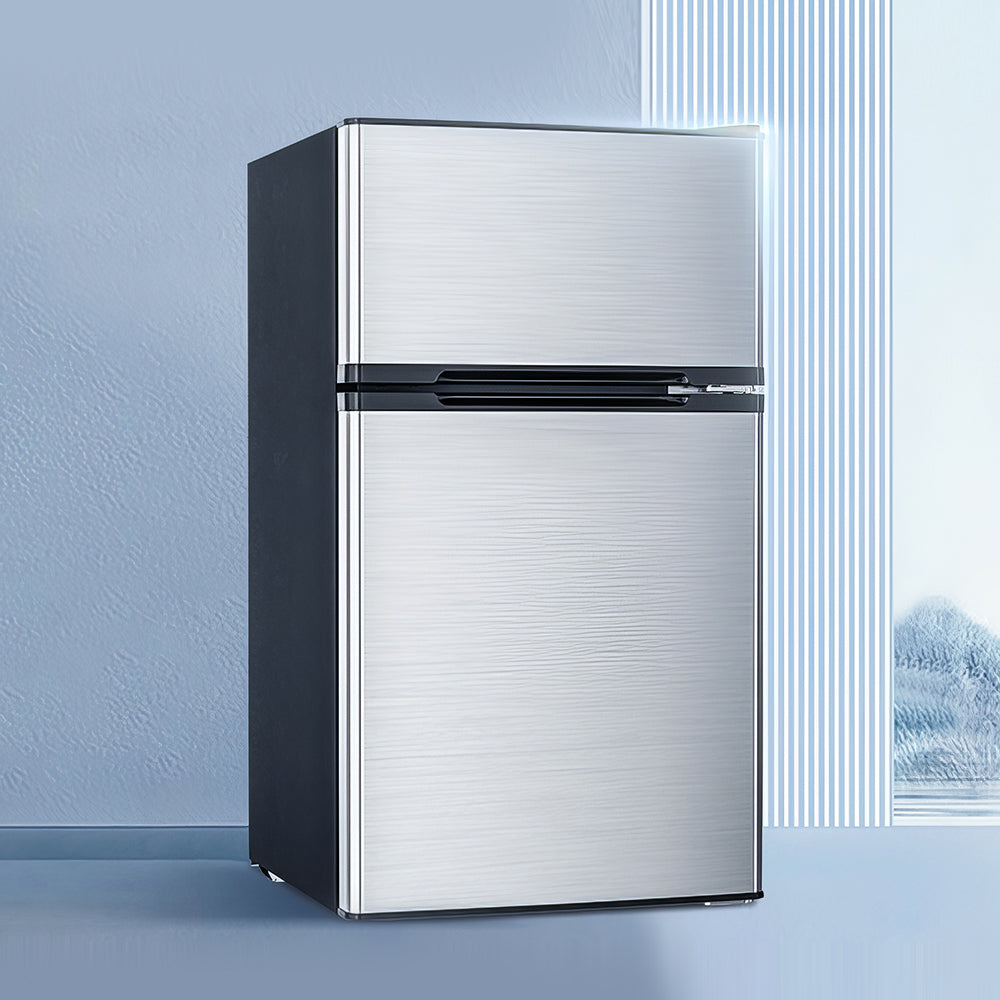 Energy Efficient Compact Refrigerator 3.2 Cu.Ft with Freezer, Adjustable Glass Shelves, Black Design