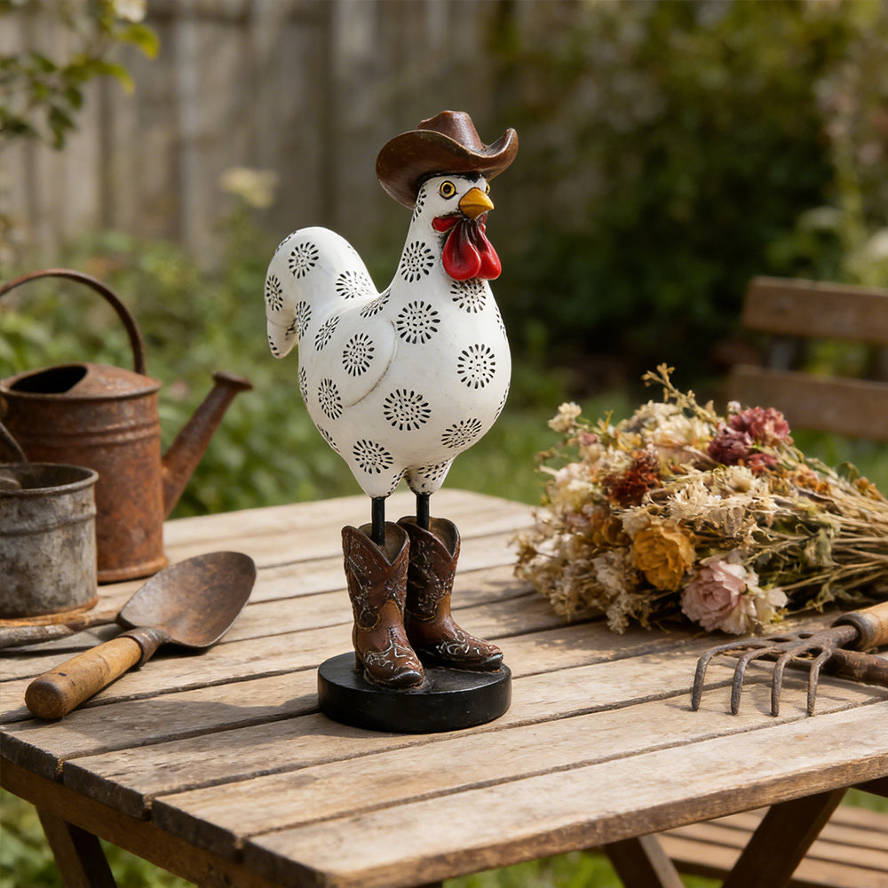 Rooster Garden Statue Outdoor and Indoor Resin Farm Animal Decorative Figurine for Yard Patio Lawn and Home