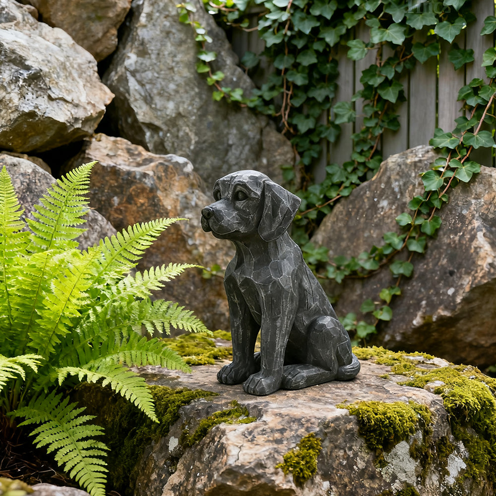 Hand Painted Gray Labrador Retriever Resin Dog Figurine Life Like 11 inch Garden and Home Decor Statue