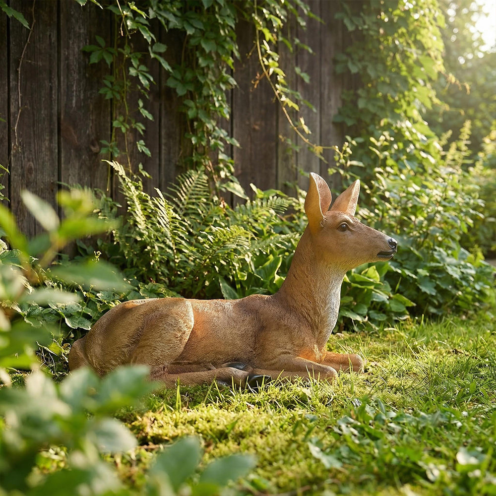 Doe Deer Resin Garden Statue Female Deer Animal Figurine for Indoor and Outdoor Yard Lawn Home Decor
