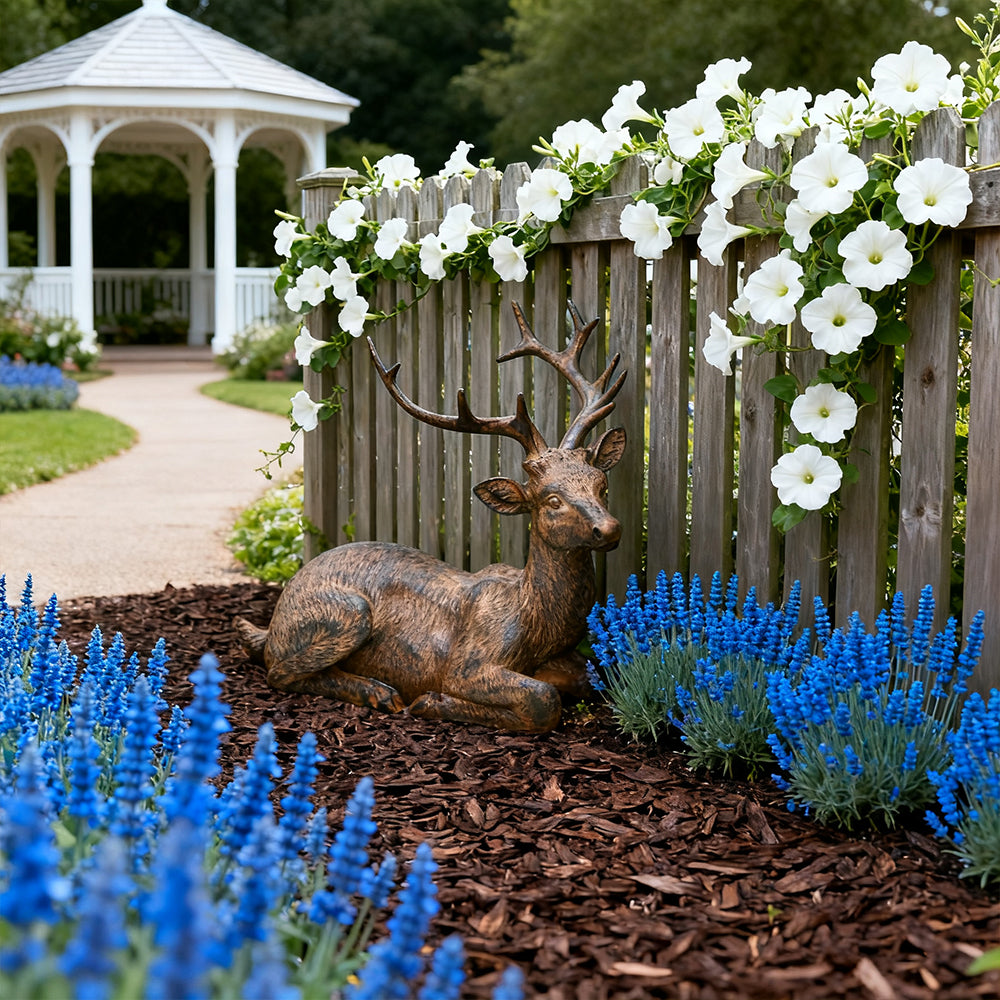 Sitting Deer and Laying Elk Resin Statue Christmas Home Decor Indoor Shelf Tabletop