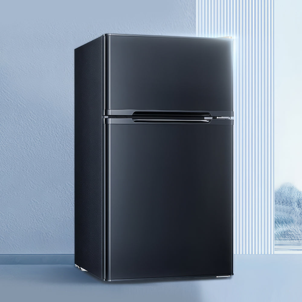 Energy Efficient Compact Refrigerator 3.2 Cu.Ft with Freezer, Adjustable Glass Shelves, Black Design