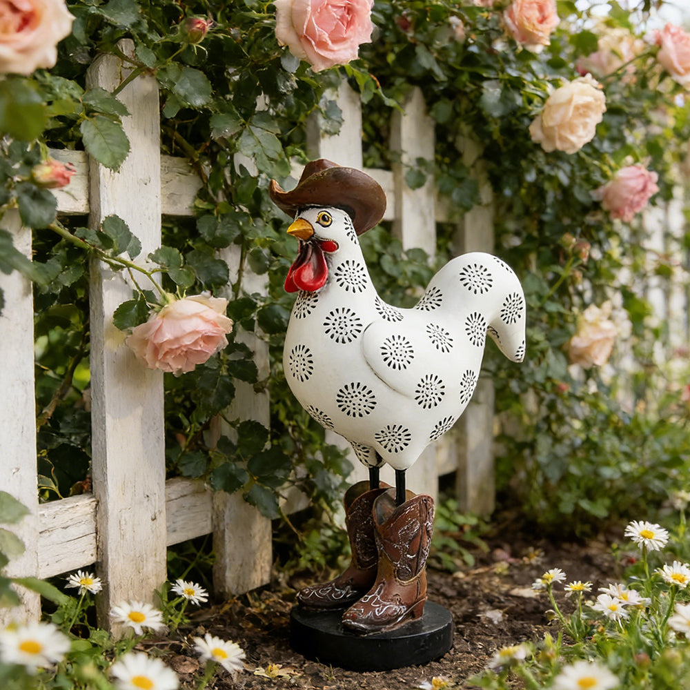 Rooster Garden Statue Outdoor and Indoor Resin Farm Animal Decorative Figurine for Yard Patio Lawn and Home