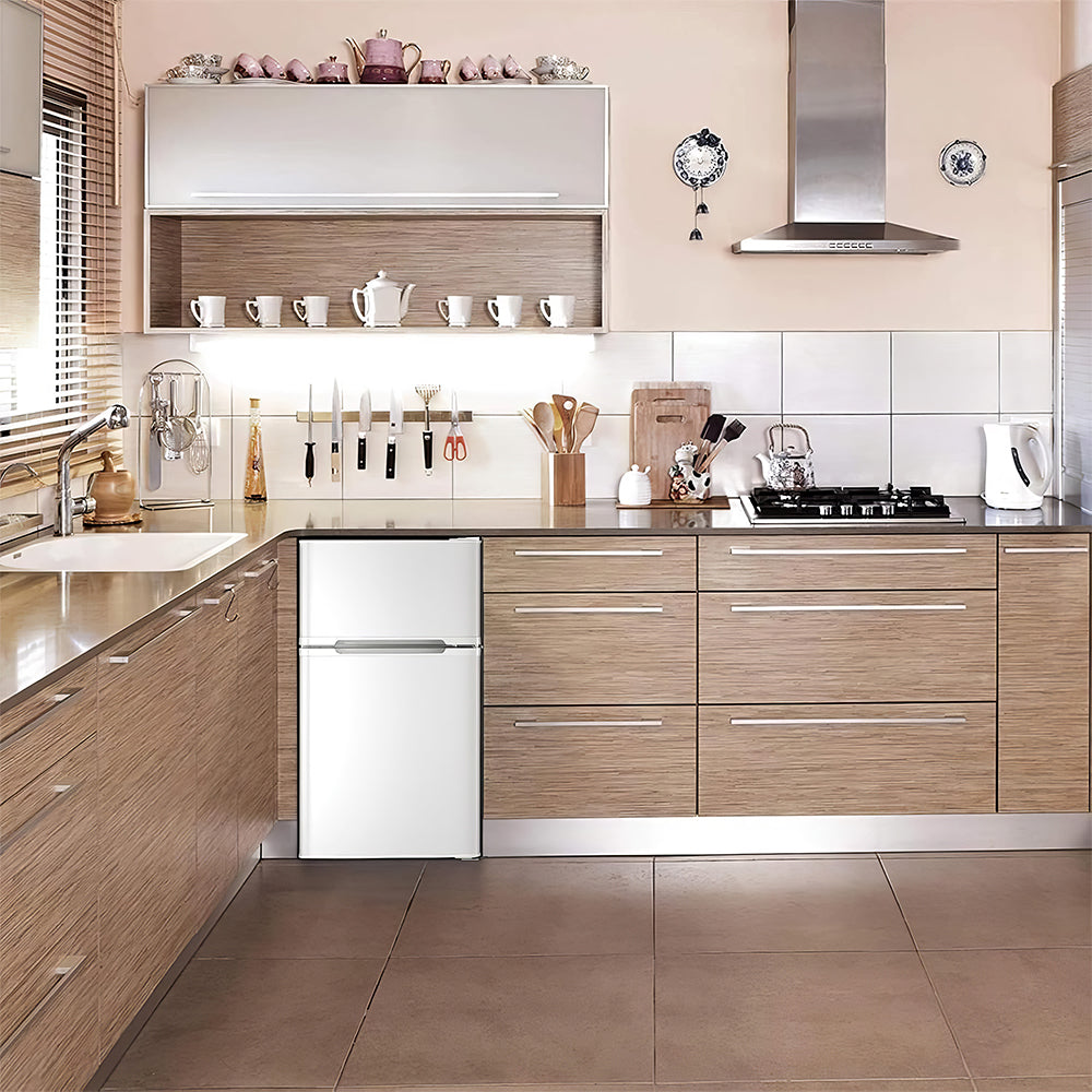 3.2 Cu.Ft Double Door Compact Refrigerator for Home and Office