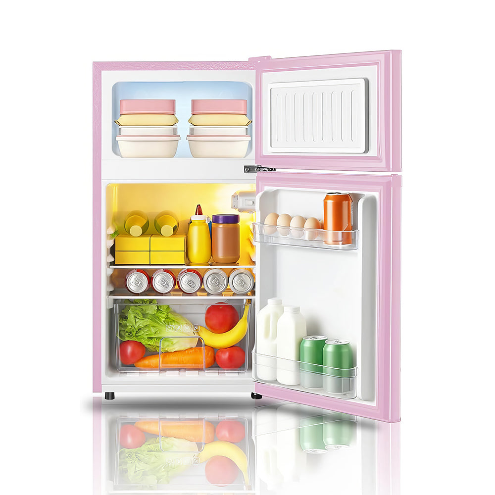 Mini Refrigerator Freezer Combo, 3.2 Cu.Ft, Stylish Pink Design