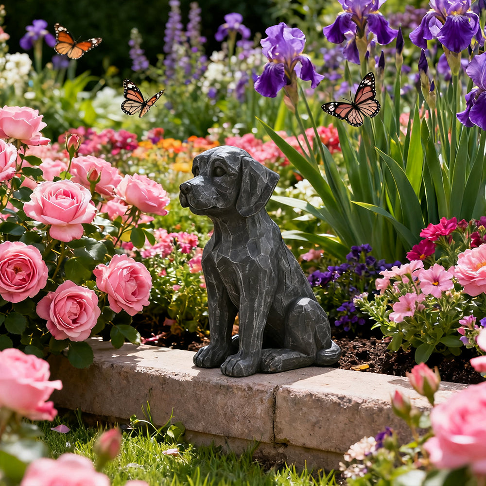 Hand Painted Gray Labrador Retriever Resin Dog Figurine Life Like 11 inch Garden and Home Decor Statue