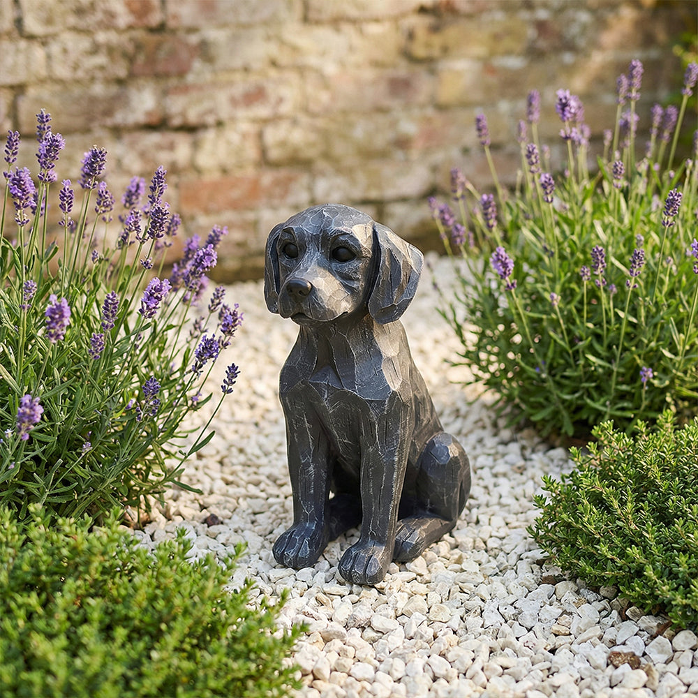 Hand Painted Gray Labrador Retriever Resin Dog Figurine Life Like 11 inch Garden and Home Decor Statue