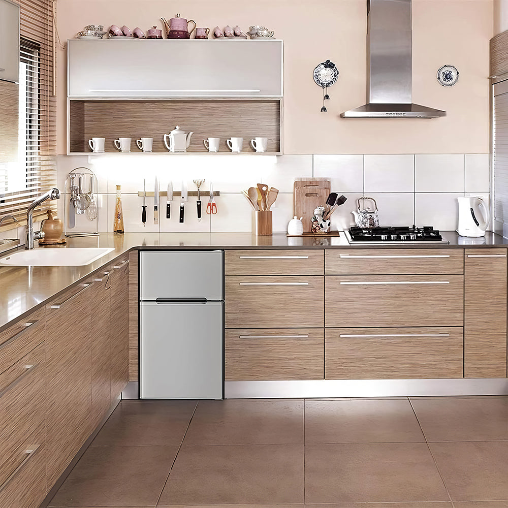 3.2 Cu.Ft Double Door Compact Refrigerator for Home and Office