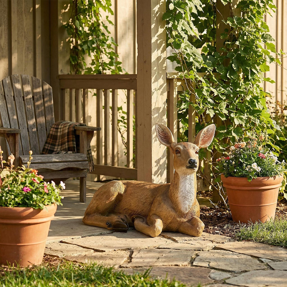 Doe Deer Resin Garden Statue Female Deer Animal Figurine for Indoor and Outdoor Yard Lawn Home Decor