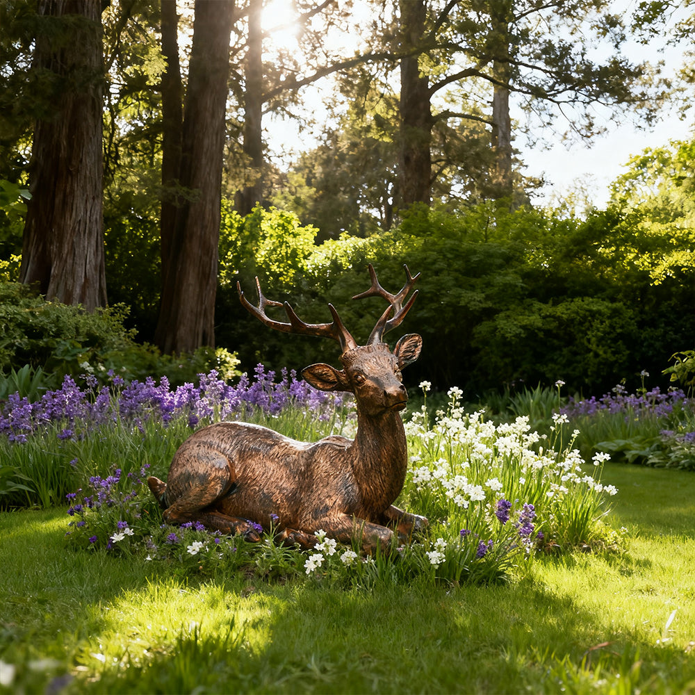 Sitting Deer and Laying Elk Resin Statue Christmas Home Decor Indoor Shelf Tabletop
