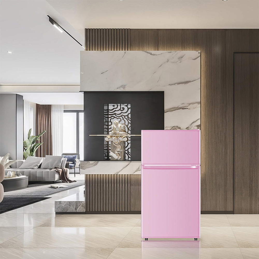 Mini Refrigerator Freezer Combo, 3.2 Cu.Ft, Stylish Pink Design